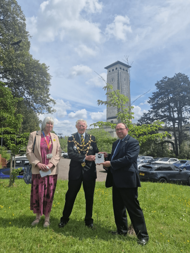Sakura Cherry Tree plaque, to mark over 200 Cherry Trees that have been planted in the City of Newport